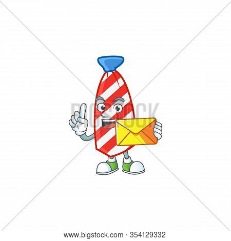 Happily Usa Stripes Tie Mascot Design Style With Envelope