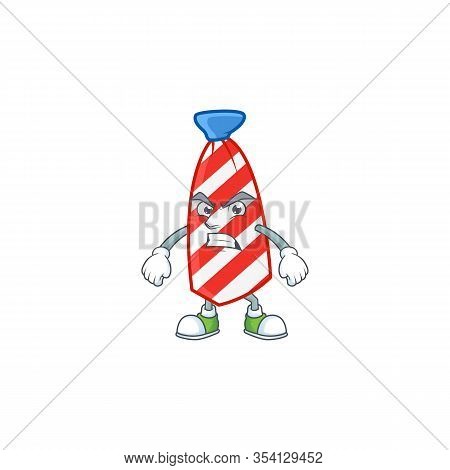 Cartoon Character Of Usa Stripes Tie With Angry Face