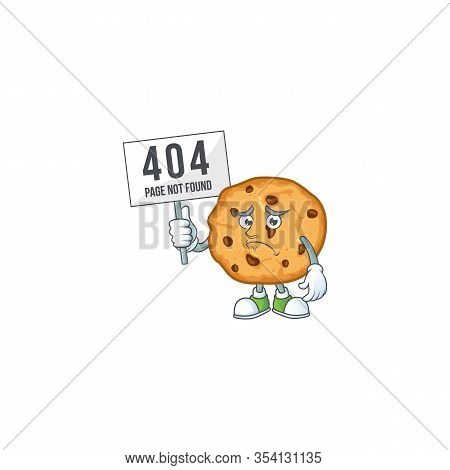Cheerless Face Chocolate Chips Cookies Mascot Style Design Raised Up A Board