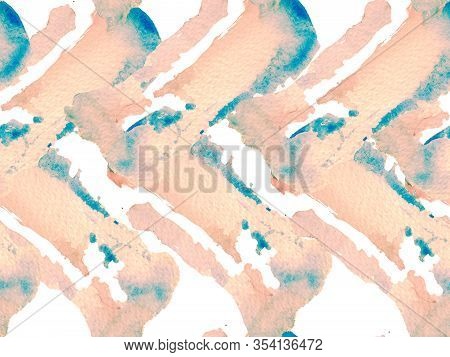Geometric Watercolor Fabric Design. Fluid Seamless Tile. Vintage Texture Illustration. Watercolor Se