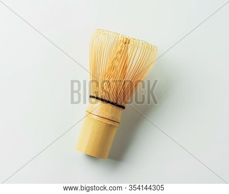 Bamboo Matcha Tea Whisk Also Know As Chasen. Isolated On White Background. Chasen Use For Japan Gree