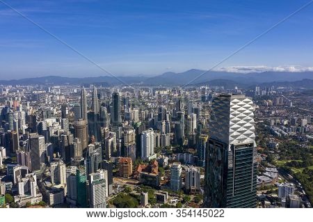 Kuala Lumpur City Skyline With Blue Sky