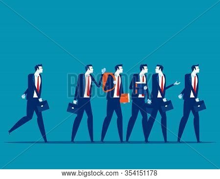 Group Business People Go To Work. Concept Business Meeting Vector Illustration, Professional, Collea