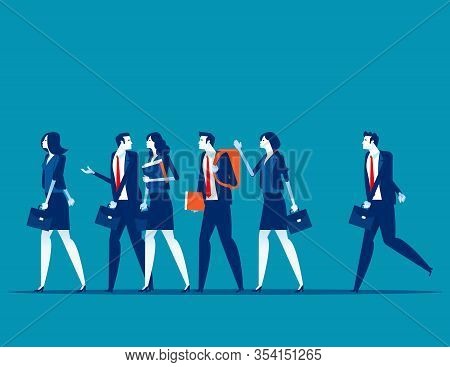 Group Business People Go To Work. Concept Business Meeting Vector Illustration, Professional, Collea