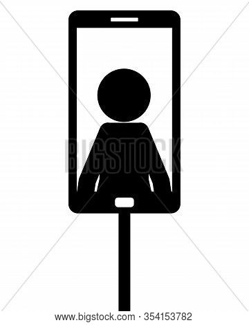 Detailed And Accurate Illustration Of Selfie With Smartphone On White Background