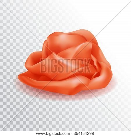 Realistic 3d Pickled Ginger Rose. Pink Sushi Condiment Isolated On White Background. Asian , Side Vi