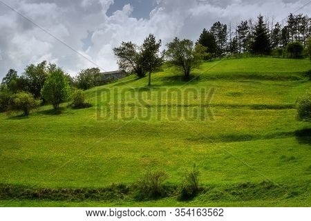 Spring Is Coming... Amazing Spring View With A Little Village In Rhodopi Mountains, Bulgaria. Magnif