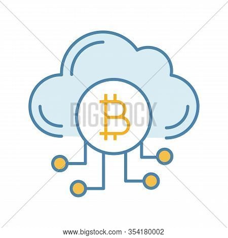 Cryptocurrency Cloud Mining Service Color Icon. Bitcoin Crypto Mining. Cryptocurrency Business. Clou