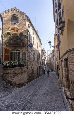 Ripatransone, Ascoli Piceno, Marches, Italy: Typical Street Of The Historic Town At Morning