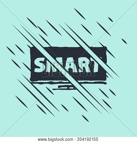 Black Screen Tv With Smart Video Technology Icon Isolated On Green Background. Glitch Style. Vector 