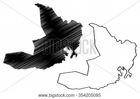 Torshavn City (faroe Or Faeroe Islands, Island) Map Vector Illustration, Scribble Sketch City Of Tor
