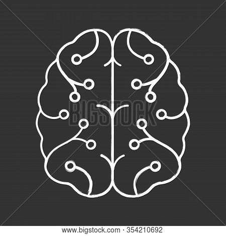 Ai Chalk Icon. Digital Brain. Artificial Intelligence. Neurotechnology. Neural Network. Machine Lear