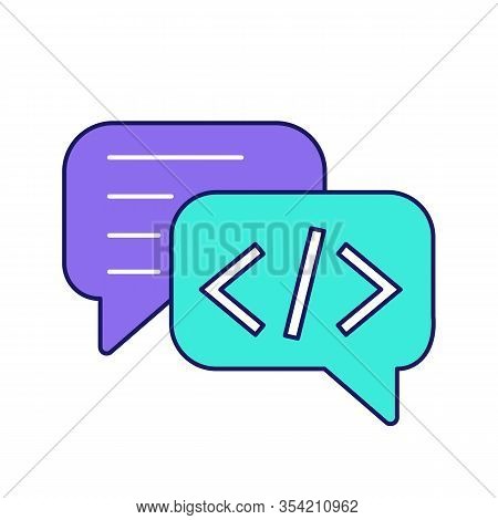 Chatbot Coding Color Icon. Talkbot With Chip Insert. Codebot. Code Writing Virtual Assistant. Online