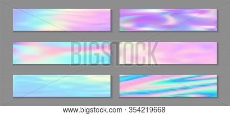 Holography Vivid Banner Horizontal Fluid Gradient Princess Backgrounds Vector Collection. Beautiful 