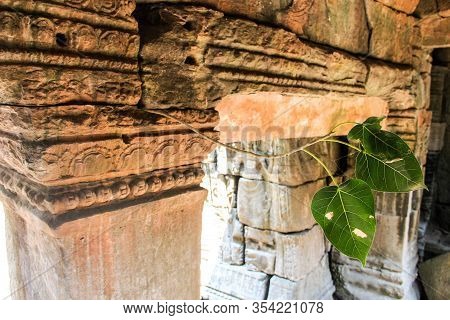 Ruins Of A Temple In The Jungle Near Angkor Wat, Siem Reap, Cambodia