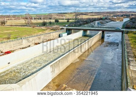 Nechranice, Czech Republic - February 26, 2020: Water On Nechranice Dam