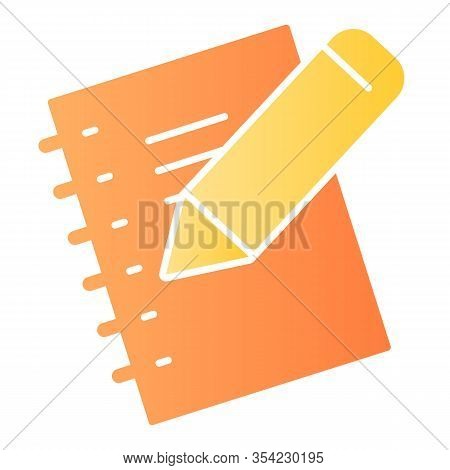 Notebook And Pencil Flat Icon. Exercise Book, Sheet Of Pocketbook With Wooden Stick. School Vector D