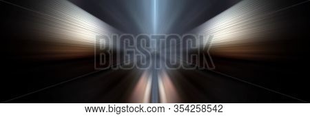 Dynamic Lines Of Light. Light From Central Point. Bright Flash Of Light. Dynamic Movement In Space.