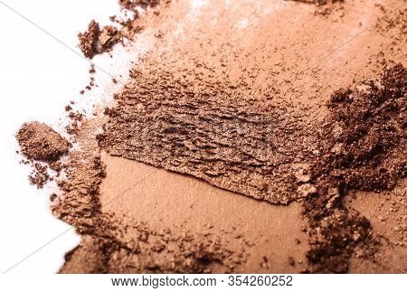 Crushed Golden Eyeshadow Smear.isolated On White.professional Cosmetics.abstract Cosmetics Backgroun