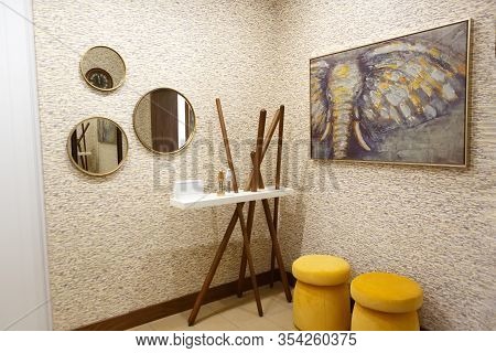 The Interior Of The Hallway In A Country House With Decorative Elements.