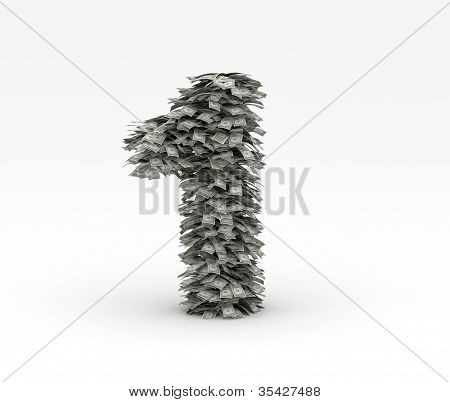 Number 1 rom dollars on white background