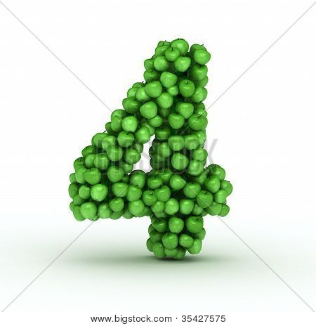 Number  4, from scattered green fresh apples