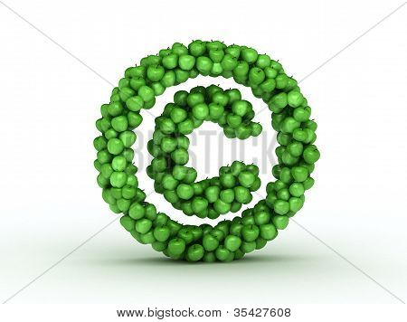Copyright , from scattered green fresh apples