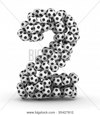 Number 2 from soccer football balls