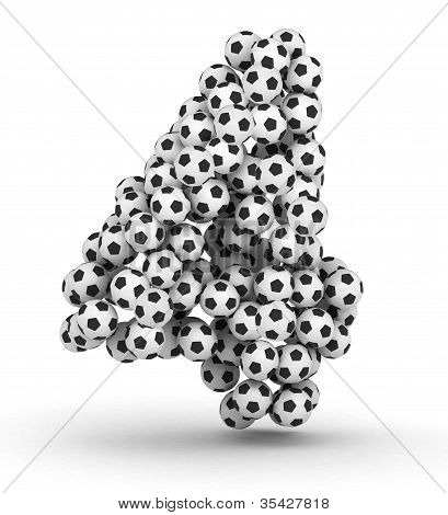 Number 4 from soccer football balls