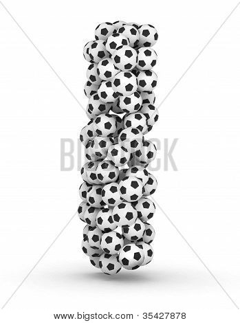 Letter I from soccer football balls