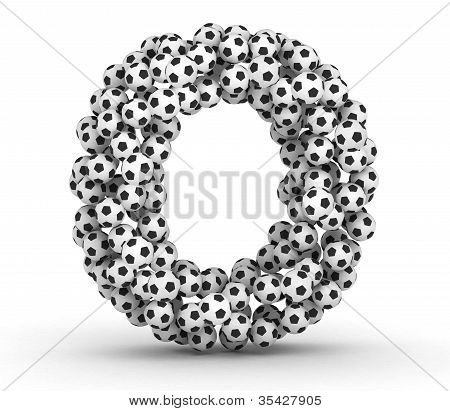 Letter O from soccer football balls