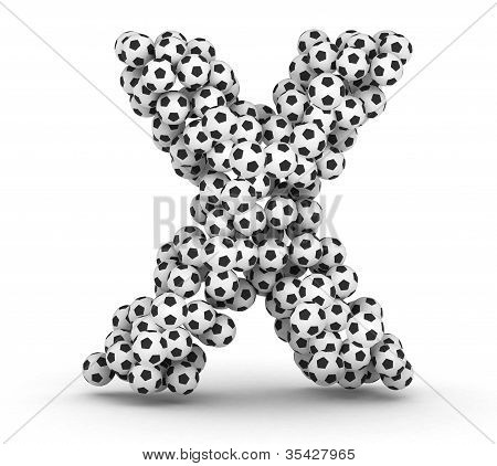 Letter X from soccer football balls