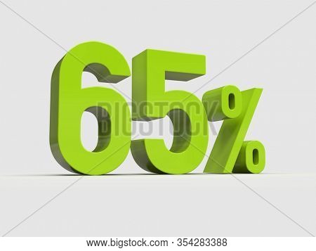 3d Render: Green 65% Percent Discount 3d Sign on Light Background, Special Offer 65% Discount Tag, Sale Up to 65 Percent Off, Sixty-five Percent Letters Sale Symbol, Special Offer Label, Sticker, Tag