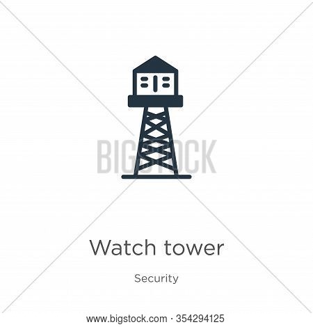 Watch Tower Icon Vector. Trendy Flat Watch Tower Icon From Security Collection Isolated On White Bac