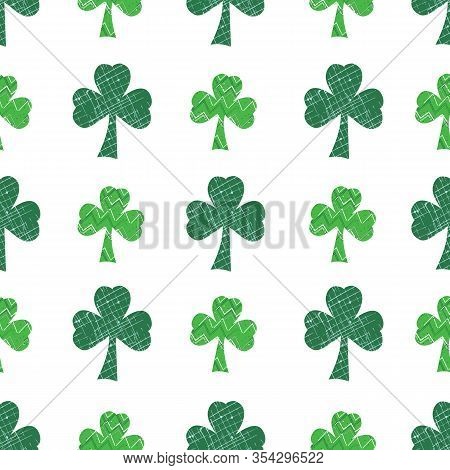 St. Patricks Day Shamrocks Green Clovers Seamless Vector Repeat Surface Pattern Design