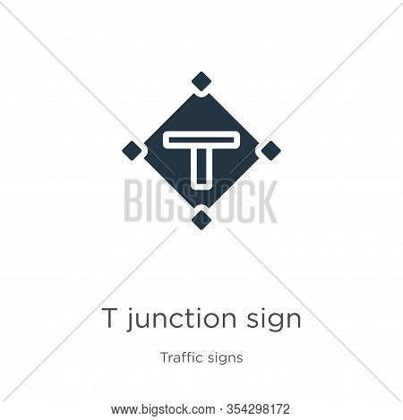 T Junction Sign Icon Vector. Trendy Flat T Junction Sign Icon From Traffic Signs Collection Isolated