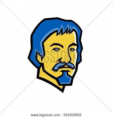 Mascot Icon Illustration Of Head Of Michelangelo Merisi Da Caravaggio, An Italian Painter From The E