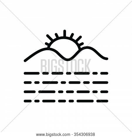 Black Line Icon For Day Daytime Sunlight Sunshine Dawn-to-dark Light-of-day Sun Arise Mountain