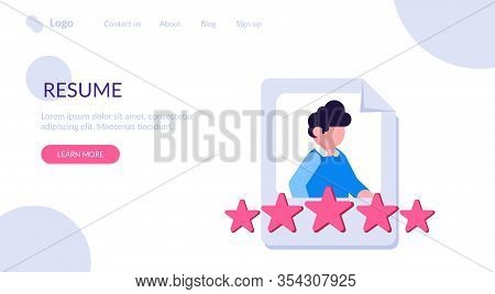 Clients Review, Customer Feedback, User Commens Concept. Portrait Of People And Evaluation Stars Bel