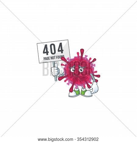 Cheerless Face Amoeba Coronaviruses Mascot Style Design Raised Up A Board