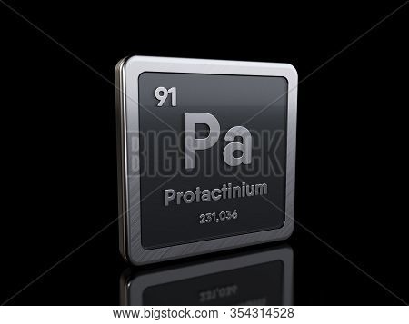 Protactinium Pa, Element Symbol From Periodic Table Series. 3d Rendering Isolated On Black Backgroun
