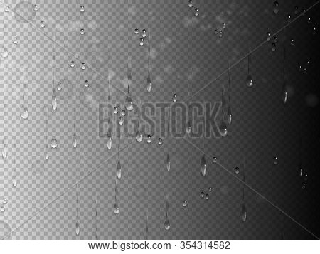 Transparent Water Drop On Light Gray Background. Vector Illustration