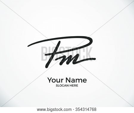 P M Pm Initial Logo Signature Vector. Handwriting Concept Logo.