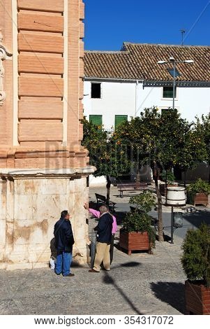 Estepa, Spain - November 13, 2008 - Spanish People Talking, Plaza De La Victoria, Estepa, Spain - No