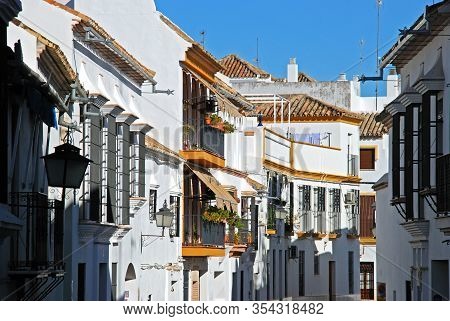 Ecija, Spain - November 13, 2008 - Townhouses With Wrought Iron Window Grills And Balconies, Ecija, 