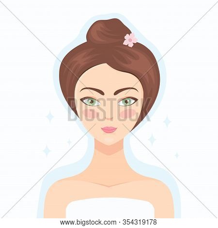 Beautiful Girl With Clear Glowing Skin After Cosmetic Procedures. Good Results After Applying Beauty