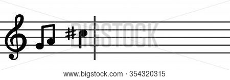 Musical Notes On A Musical Stanza With A Treble Clef