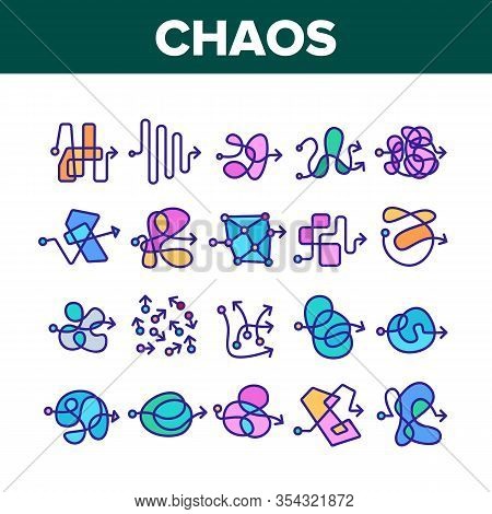 Chaos Arrow Movement Collection Icons Set Vector. Confused Complicated Way As Chaos Or Problem, Chao