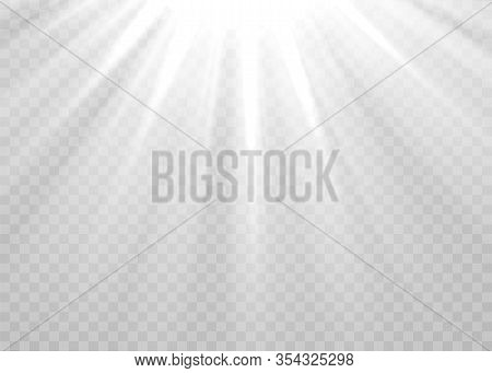 Vector Transparent Sunlight Special Lens Flash Light Effect.front Sun Lens Flash. Vector Blur In The