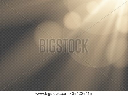 Vector Transparent Sunlight Special Lens Flash Light Effect.front Sun Lens Flash. Vector Blur In The
